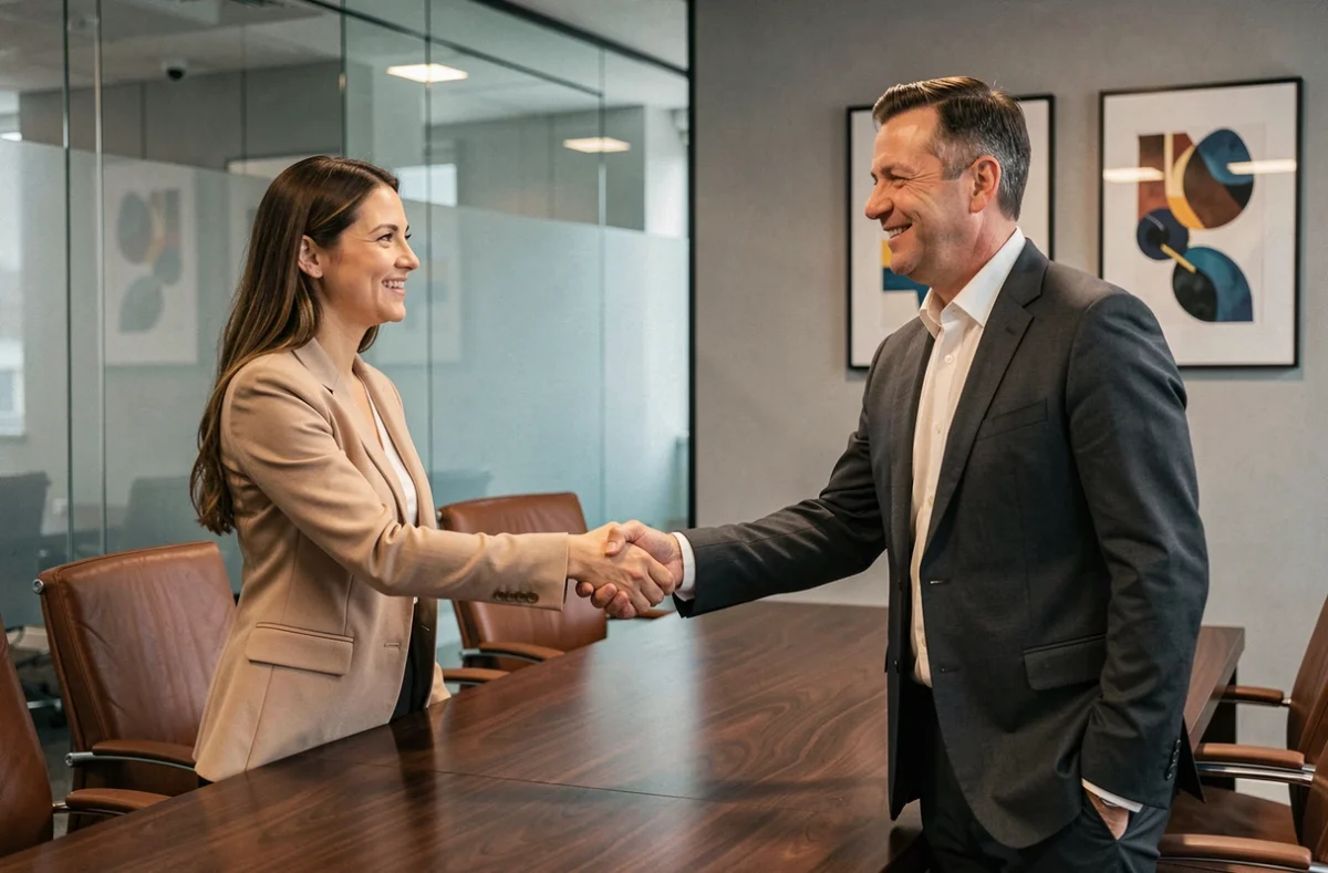 Signature d'un accord de portage salarial entre un consultant et un représentant d'une société à Paris