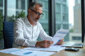 Comptable en entreprise analysant des grilles de calcul d'avantage en nature véhicule pour 2026 sur son bureau