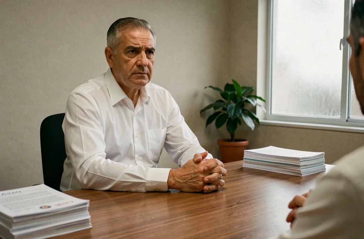 Homme lors d'un entretien d'embauche dans un bureau, scène évoquant une discrimination à l'embauche en vertu de l'article L1132-1 du Code du travail