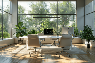 bureau double ergonomique optimisant l'espace de travail pour petites entreprises