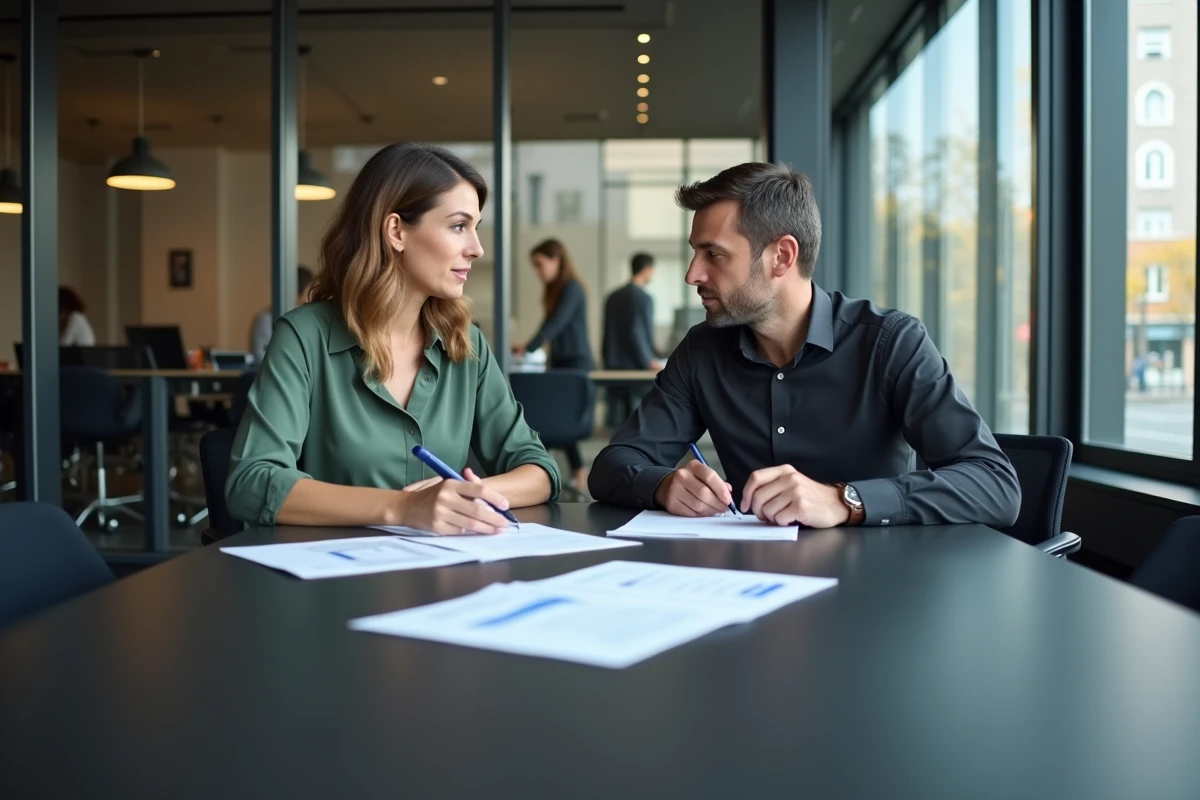 Équipe d'une agence digitale à Lyon en réunion avec un client pour discuter de la refonte de son site web
