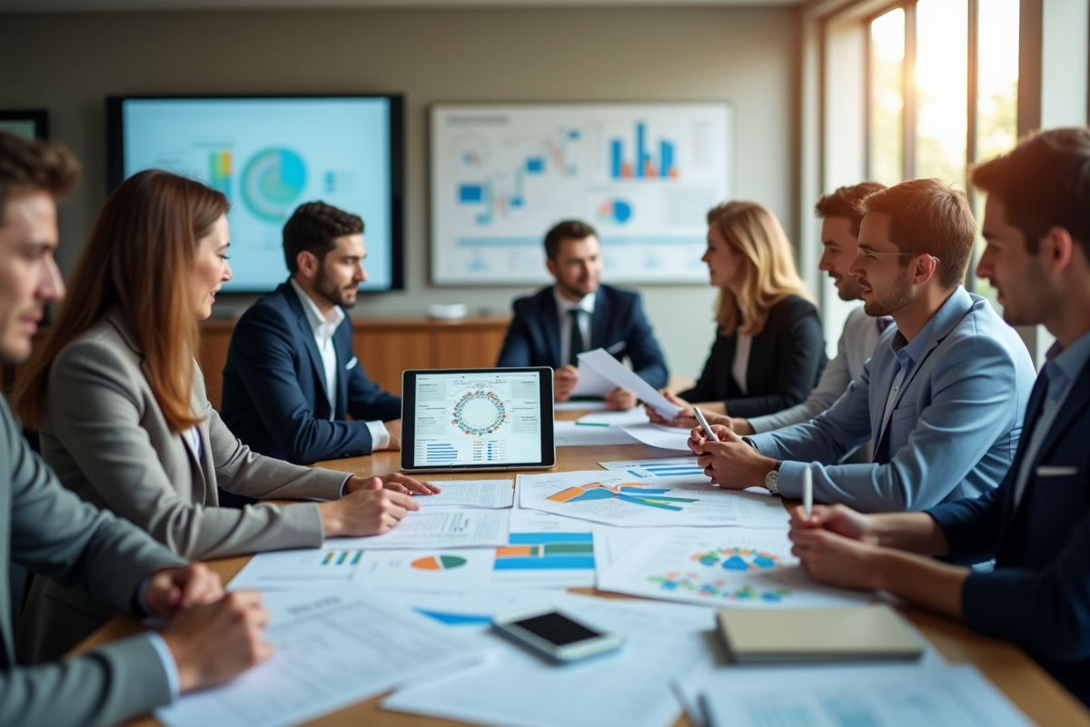 Equipe diverse en réunion discutant autour d une table pour l article