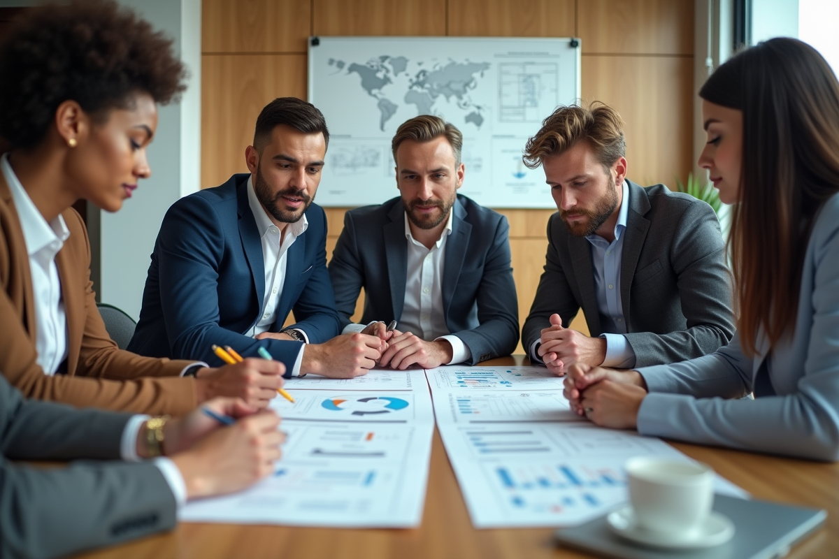 Groupe de collègues discutant autour d