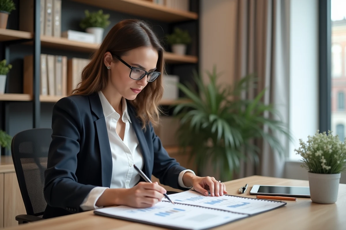 Femme d affaires en réunion dans un bureau moderne