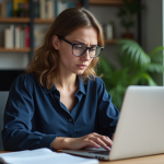 Jeune femme professionnelle consulte documents de privacy
