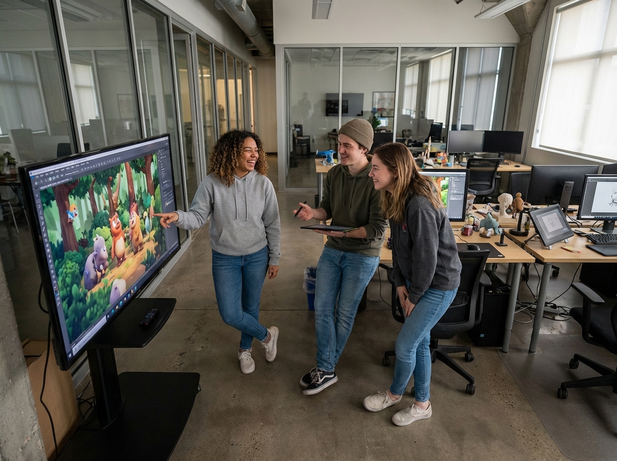 Groupe de jeunes créateurs discutant d