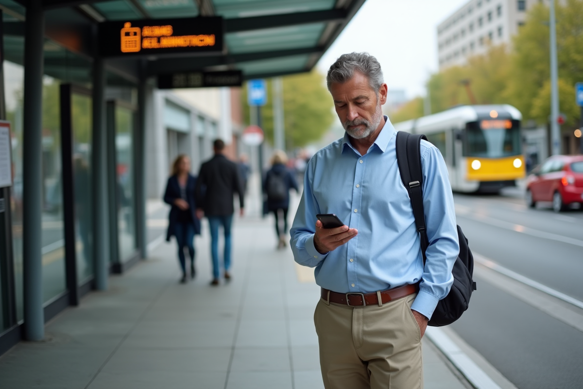 Homme vérifiant son calendrier sur smartphone à l