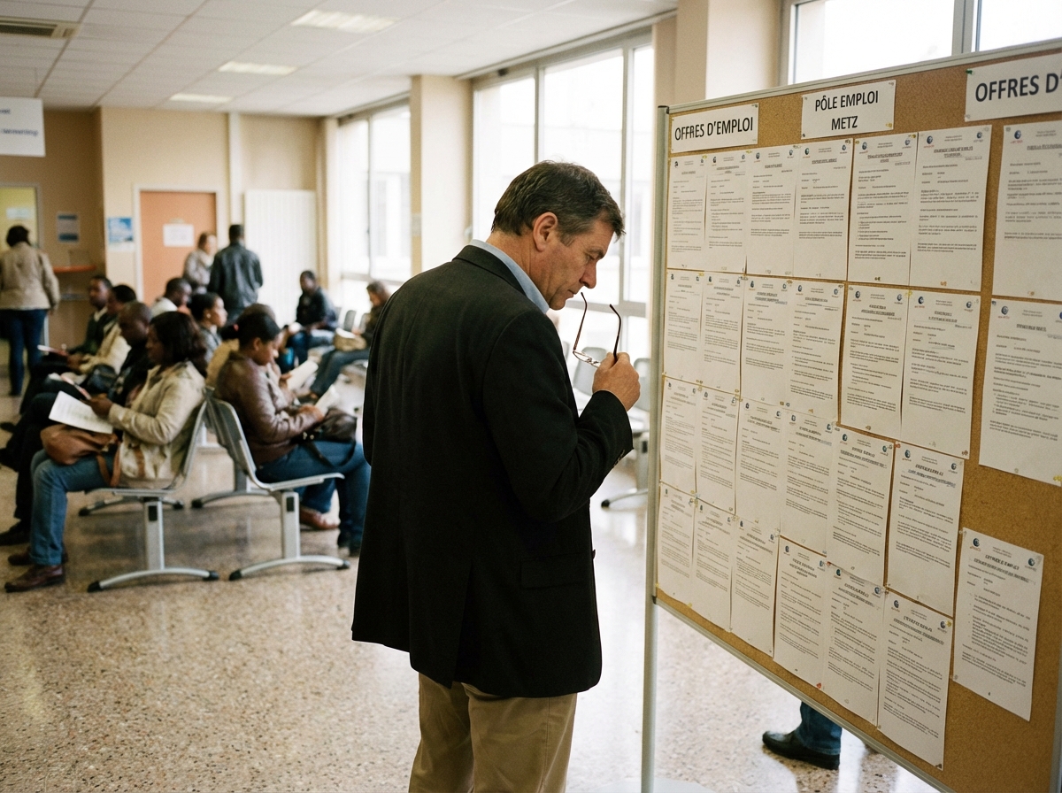 Homme en business casual consulte annonces d emploi à Metz