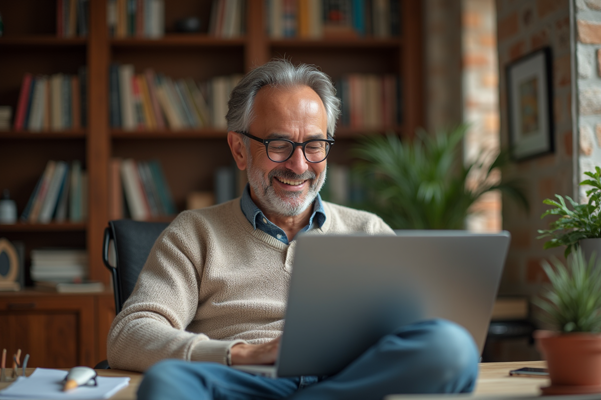 Homme en télétravail lors d