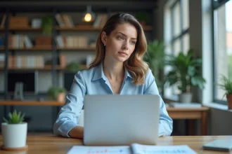 Jeune femme professionnelle analysant des graphiques au bureau