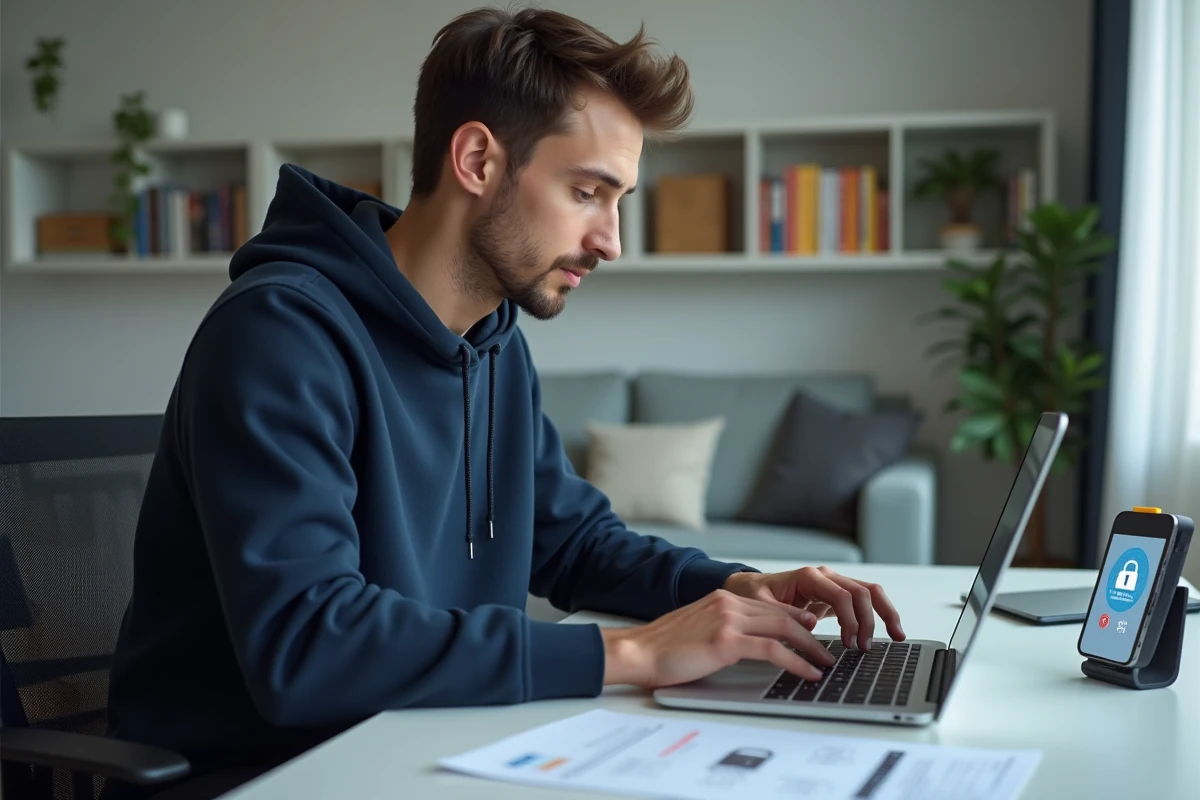 Jeune homme travaillant sur son ordinateur dans un bureau moderne