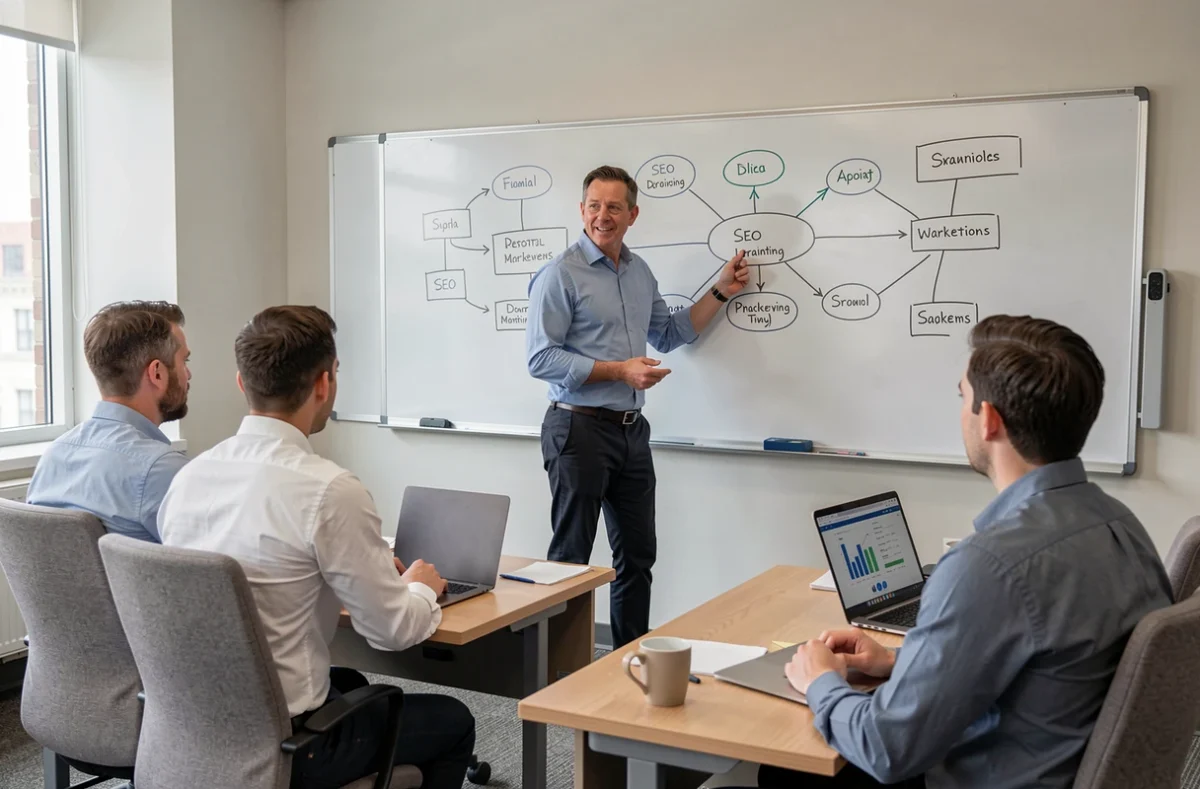 Formateur de Louis Pro Formations animant une session de formation SEO et marketing digital pour professionnels