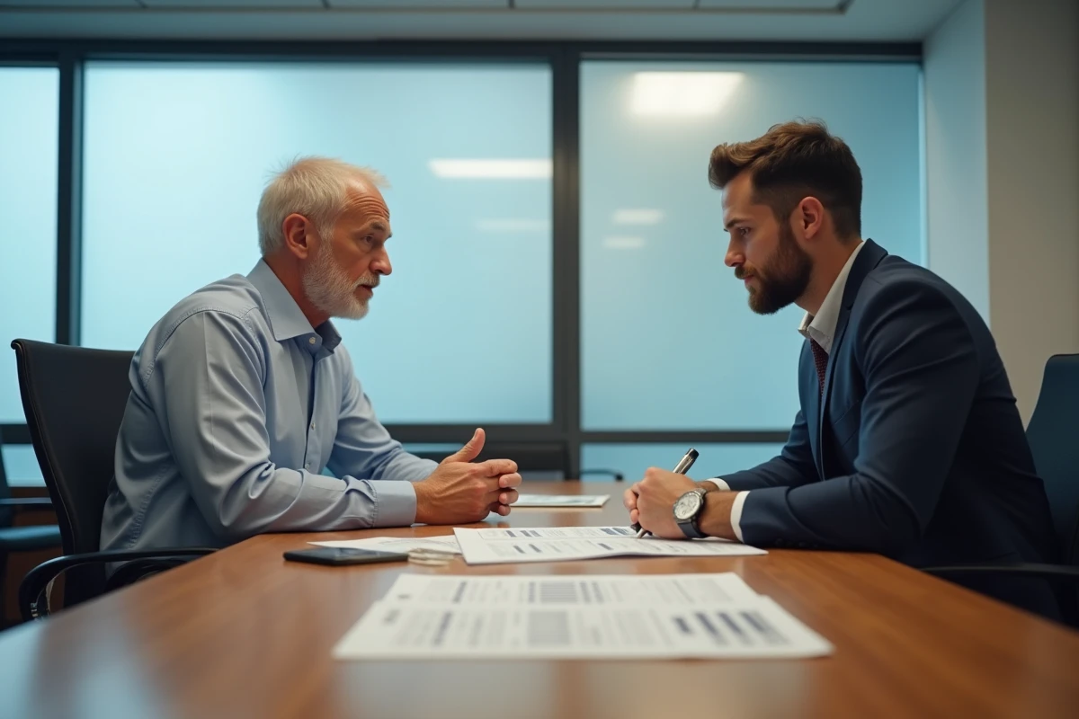Homme et gestionnaire en négociation de rupture