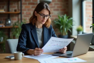 Femme professionnelle analysant une stratégie réseau pour un marché de niche en 2026 dans un bureau moderne