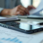 Smartphone sur un bureau moderne avec documents légaux