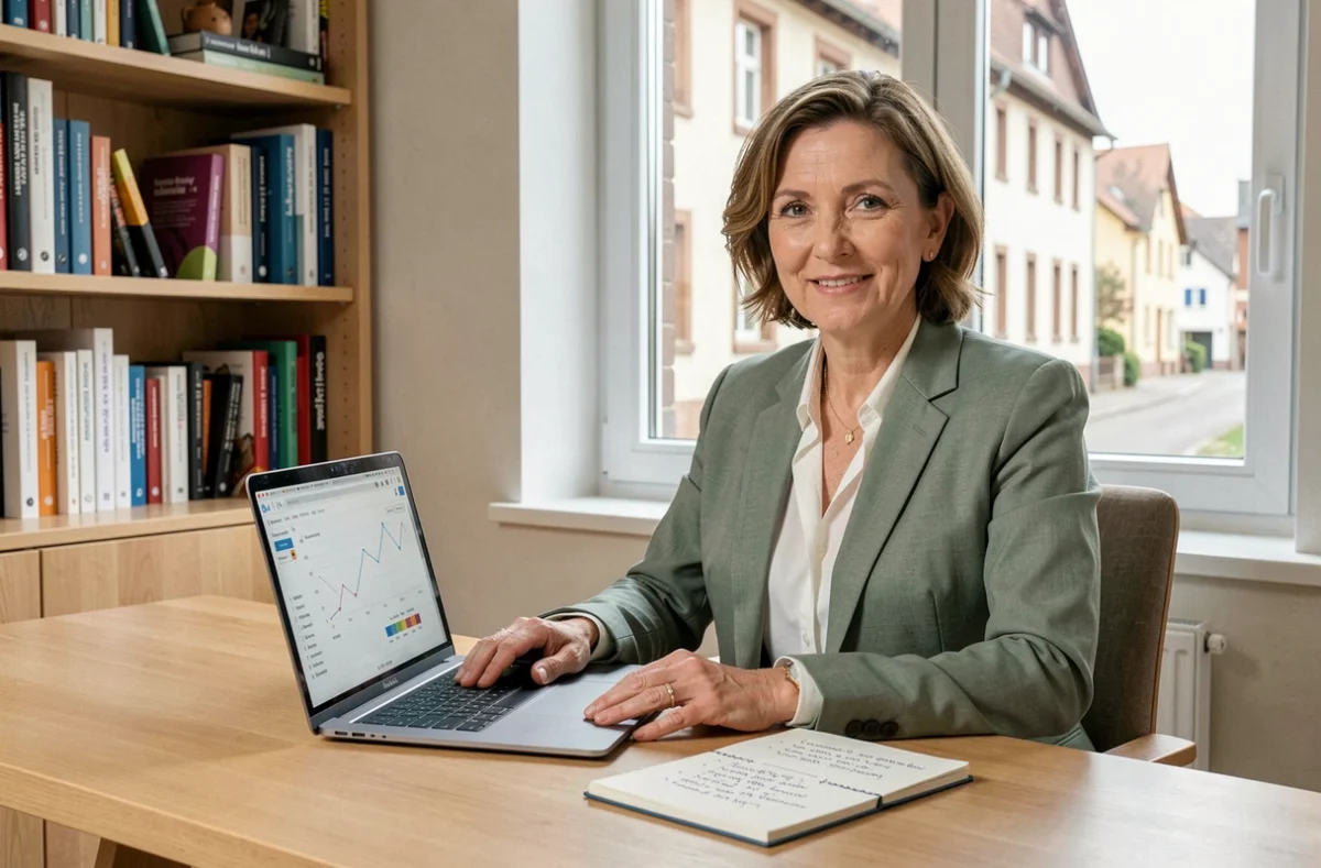 Valérie Oberfeld de Lumiseo dans son bureau consultatif avec des stratégies SEO locales pour les Vosges